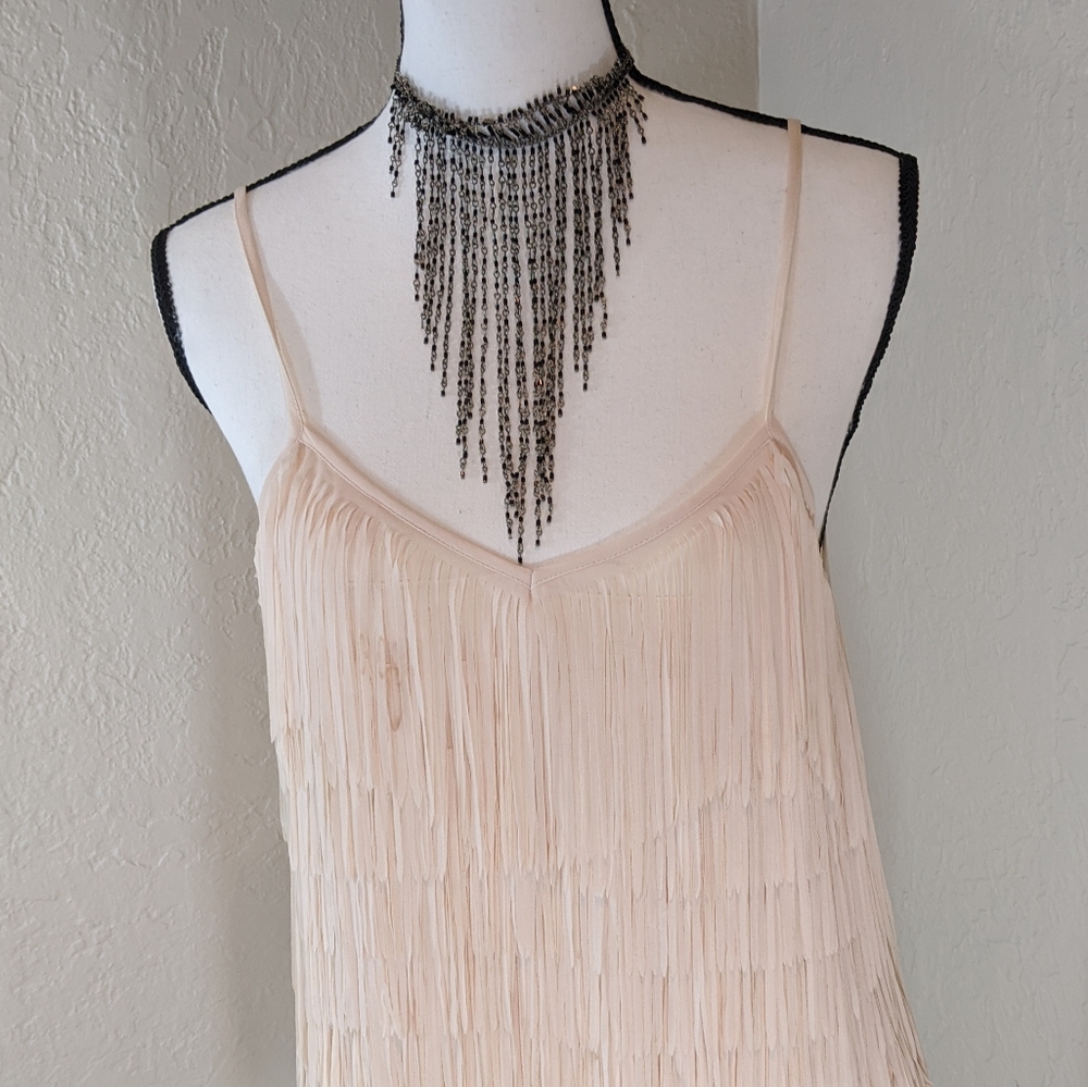 Pale pink fringe top